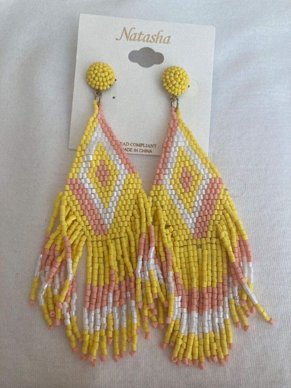 Natasha Yellow Bohemian Beaded Chandelier Earrings